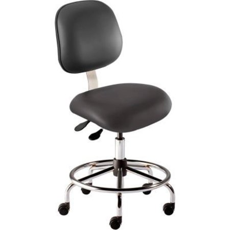 BIOFIT BioFit Antimicrobial Stool, 21"-28" Seat Height, Black Vinyl - Chrome Steel Base - Elite Series EES-M-RC-T-XF-XA-C-P28540